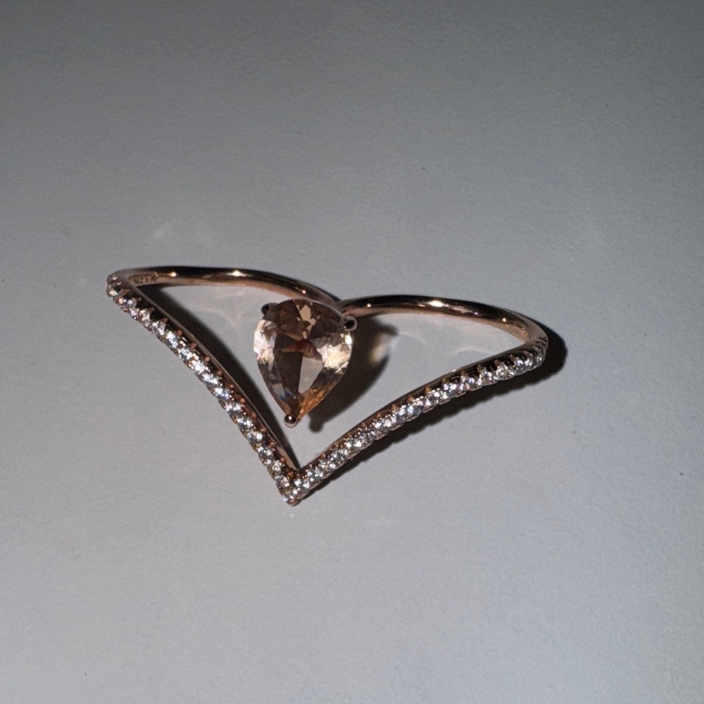 Elegant Rose Gold Sterling Silver 2-finger Ring